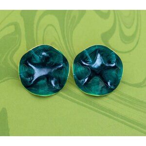 Vintage Starry Green Stud Earrings by Avon - W3